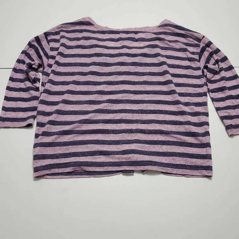 American Eagle Outfitters Womens Cardigan Sweater Pink Blue Stripe 3/4 Sleeve XS